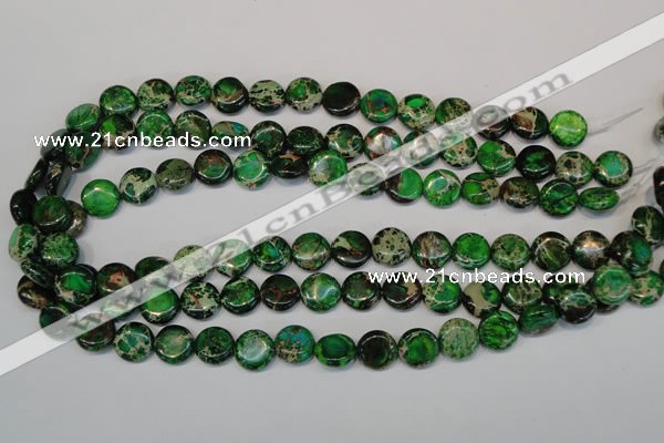 CDT170 15.5 inches 12mm flat round dyed aqua terra jasper beads