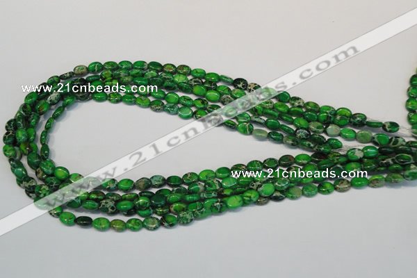 CDT178 15.5 inches 6*8mm oval dyed aqua terra jasper beads