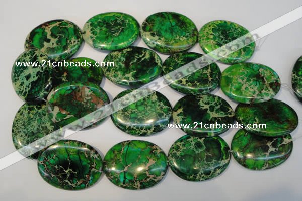 CDT189 15.5 inches 35*45mm oval dyed aqua terra jasper beads