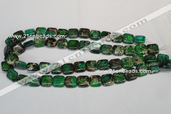 CDT193 15.5 inches 14*14mm square dyed aqua terra jasper beads