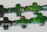 CDT209 15.5 inches 15*20mm cross dyed aqua terra jasper beads