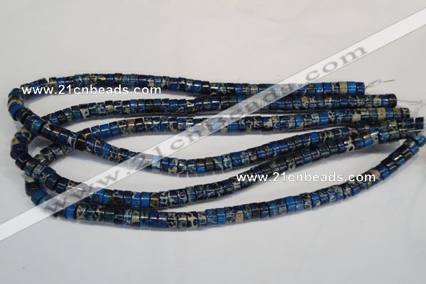 CDT225 15.5 inches 4*8mm heishi dyed aqua terra jasper beads