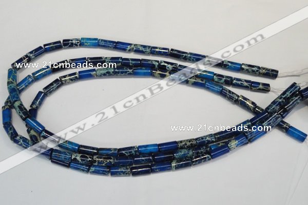 CDT226 15.5 inches 6*12mm tube dyed aqua terra jasper beads