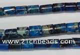 CDT227 15.5 inches 6*8mm tube dyed aqua terra jasper beads