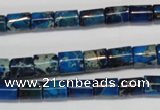 CDT227 15.5 inches 6*8mm tube dyed aqua terra jasper beads