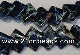 CDT255 15.5 inches 12*12mm diamond dyed aqua terra jasper beads