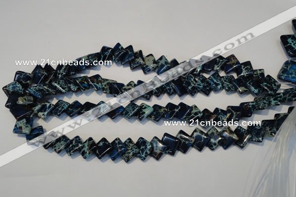 CDT255 15.5 inches 12*12mm diamond dyed aqua terra jasper beads