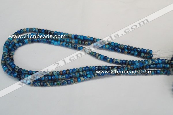 CDT274 15.5 inches 4*6mm rondelle dyed aqua terra jasper beads