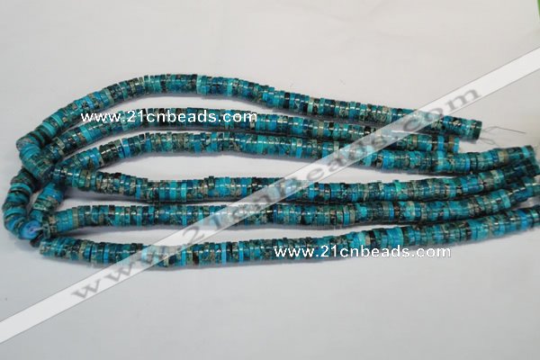 CDT276 15.5 inches 2*8mm heishi dyed aqua terra jasper beads