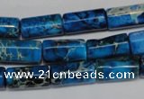 CDT282 15.5 inches 8*17mm tube dyed aqua terra jasper beads