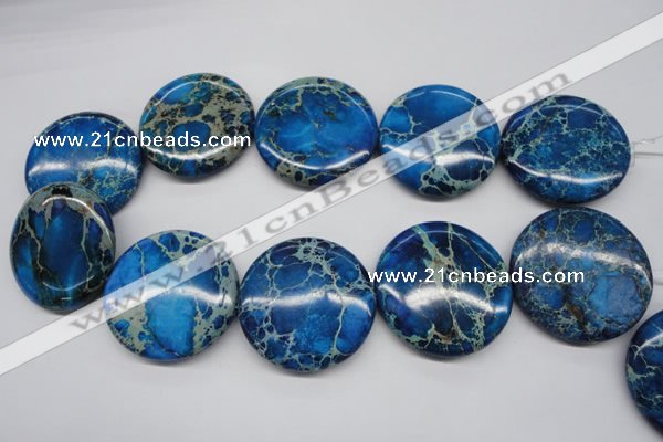 CDT310 15.5 inches 40mm flat round dyed aqua terra jasper beads