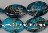 CDT317 15.5 inches 18*25mm oval dyed aqua terra jasper beads