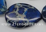 CDT327 15.5 inches 30*40mm flat teardrop dyed aqua terra jasper beads