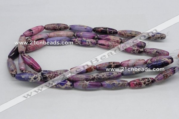 CDT33 15.5 inches 10*30mm rice dyed aqua terra jasper beads