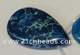 CDT345 Top-drilled 30*50mm flat teardrop dyed aqua terra jasper beads