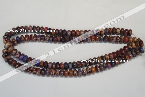 CDT371 15.5 inches 6*10mm rondelle dyed aqua terra jasper beads