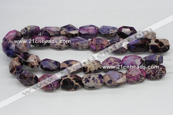 CDT39 15.5 inches 20*25mm faceted nuggets dyed aqua terra jasper beads