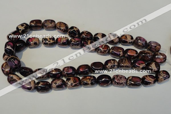 CDT395 15.5 inches 12*16mm nugget dyed aqua terra jasper beads