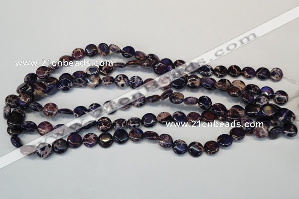 CDT397 15.5 inches 10mm flat round dyed aqua terra jasper beads