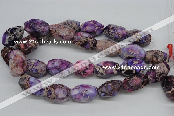 CDT40 15.5 inches 20*30mm faceted nuggets dyed aqua terra jasper beads