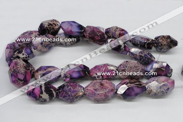 CDT41 15.5 inches 25*35mm faceted nuggets dyed aqua terra jasper beads