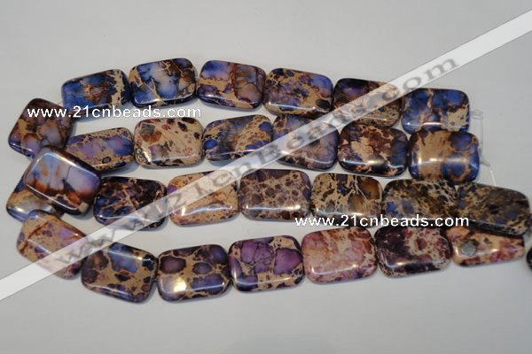 CDT440 15.5 inches 20*30mm rectangle dyed aqua terra jasper beads