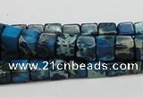 CDT52 15.5 inches 6*6mm cube dyed aqua terra jasper beads wholesale