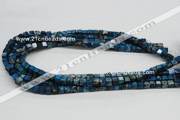 CDT52 15.5 inches 6*6mm cube dyed aqua terra jasper beads wholesale