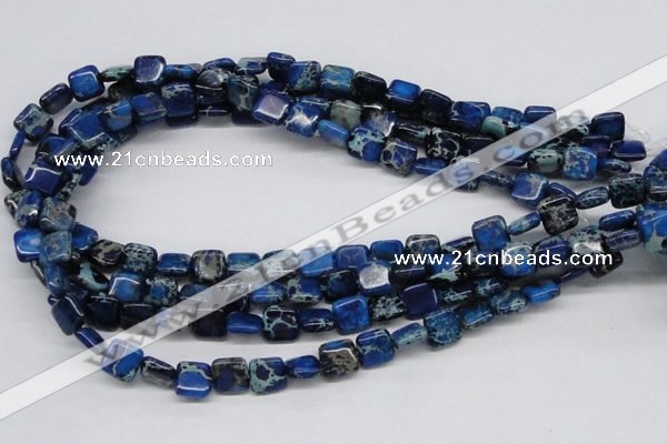 CDT54 15.5 inches 10*10mm square dyed aqua terra jasper beads