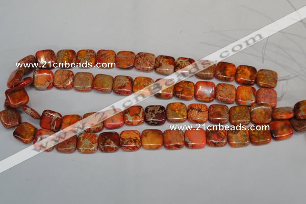 CDT540 15.5 inches 14*14mm square dyed aqua terra jasper beads