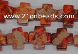 CDT561 15.5 inches 16*16mm cross dyed aqua terra jasper beads