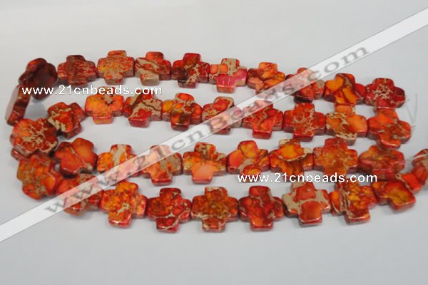 CDT563 15.5 inches 20*20mm cross dyed aqua terra jasper beads