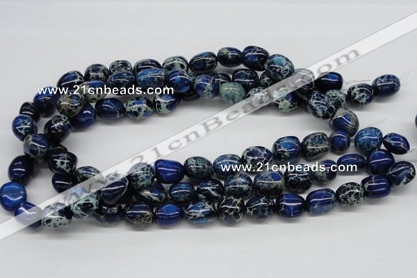 CDT63 15.5 inches 12*15mm nuggets dyed aqua terra jasper beads