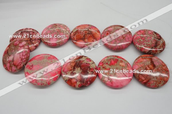 CDT661 15.5 inches 40mm flat round dyed aqua terra jasper beads