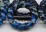 CDT67 15.5 inches 40mm donut shaped dyed aqua terra jasper beads