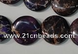 CDT707 15.5 inches 20mm flat round dyed aqua terra jasper beads