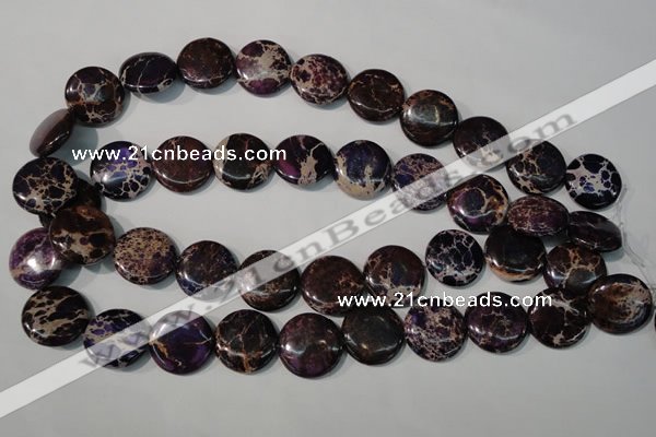 CDT707 15.5 inches 20mm flat round dyed aqua terra jasper beads