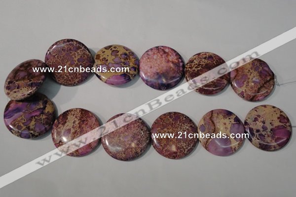 CDT708 15.5 inches 35mm flat round dyed aqua terra jasper beads