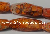 CDT745 15.5 inches 13*42mm faceted rice dyed aqua terra jasper beads