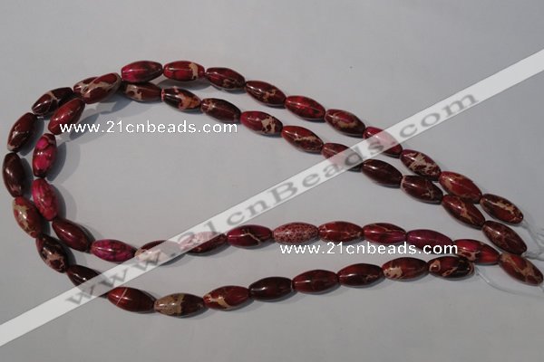 CDT778 15.5 inches 8*16mm rice dyed aqua terra jasper beads