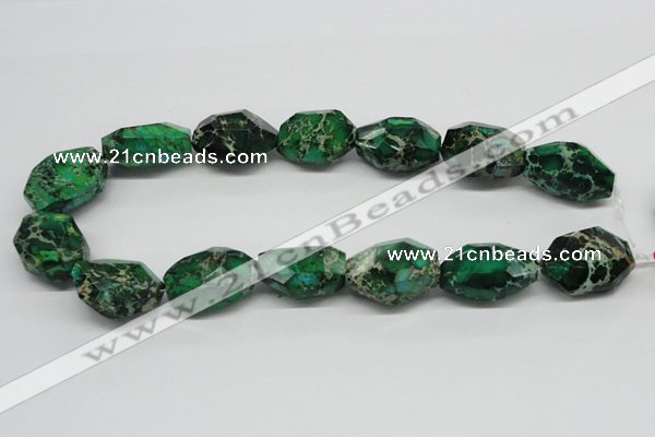 CDT79 15.5 inches 18*28mm faceted nuggets dyed aqua terra jasper beads