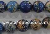 CDT816 15.5 inches 14mm round dyed aqua terra jasper beads wholesale