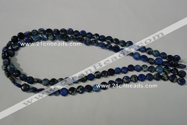 CDT905 15.5 inches 8mm flat round dyed aqua terra jasper beads