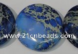 CDT909 15.5 inches 35mm flat round dyed aqua terra jasper beads