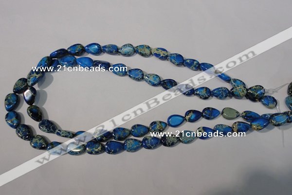 CDT915 15.5 inches 9*13mm flat teardrop dyed aqua terra jasper beads