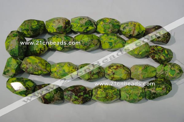 CDT933 15.5 inches 19*30mm faceted nuggets dyed aqua terra jasper beads