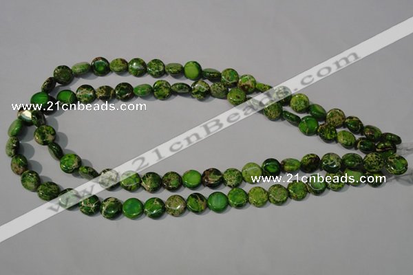 CDT936 15.5 inches 10mm flat round dyed aqua terra jasper beads