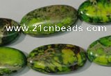 CDT941 15.5 inches 15*30mm oval dyed aqua terra jasper beads