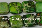 CDT946 15.5 inches 18*18mm square dyed aqua terra jasper beads