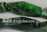 CDT965 15.5 inches 15*45mm faceted rice dyed aqua terra jasper beads